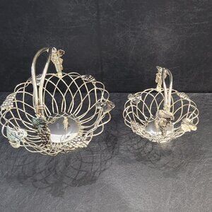 Godinger Silver Plated Grapevine Pattern Baskets. Vintage Set of Two